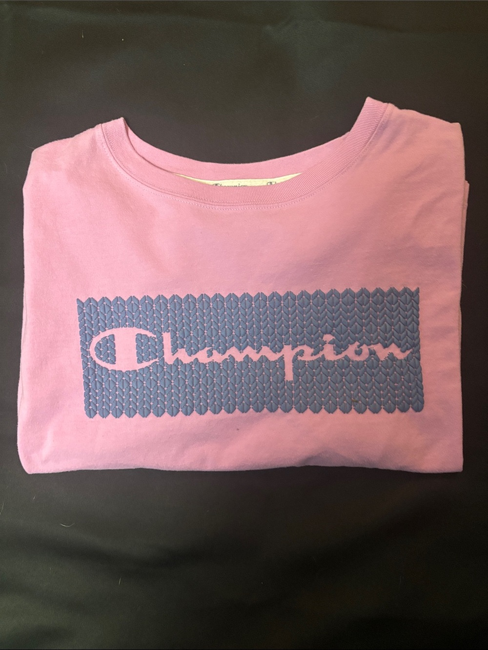 Champion Pink Crewneck Shirt  with Navy Logo Panel
